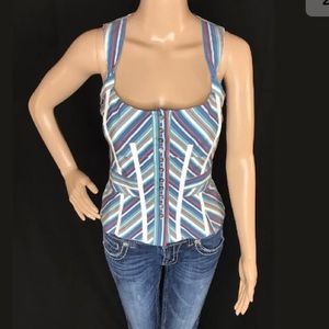 NEW❤️KAREN MILLEN❤️Fitted button up corset top US6